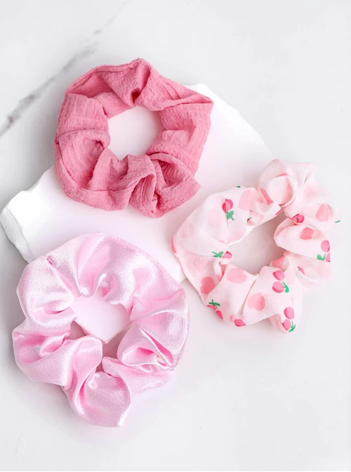 Zestaw gumek do włosów typu scrunchie, różowy O014892P00