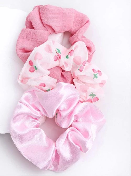 Zestaw gumek do włosów typu scrunchie, różowy O014892P00