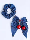 Zestaw ozdób do włosów, wisienki, kropeczki, granatowy O014814P00