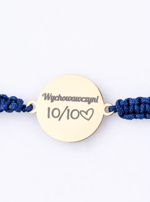 Bransoletka grawer, kółko, niebieski, stal pozłacana W-1-S108067Z-04