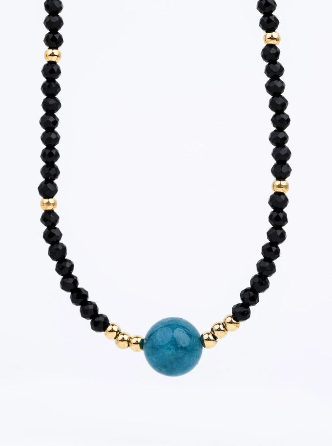 Choker kulka, Apatyt niebieski, stal pozłacana S313111Z00