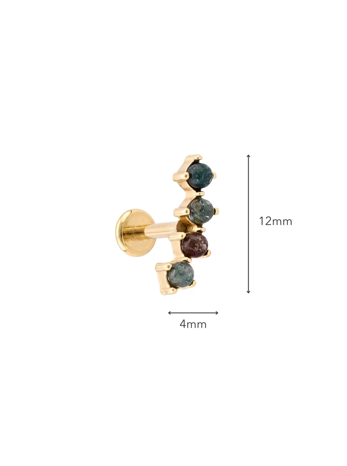 Kolczyk do piercingu labret, Jaspis, stal pozłacana ST15736Z00
