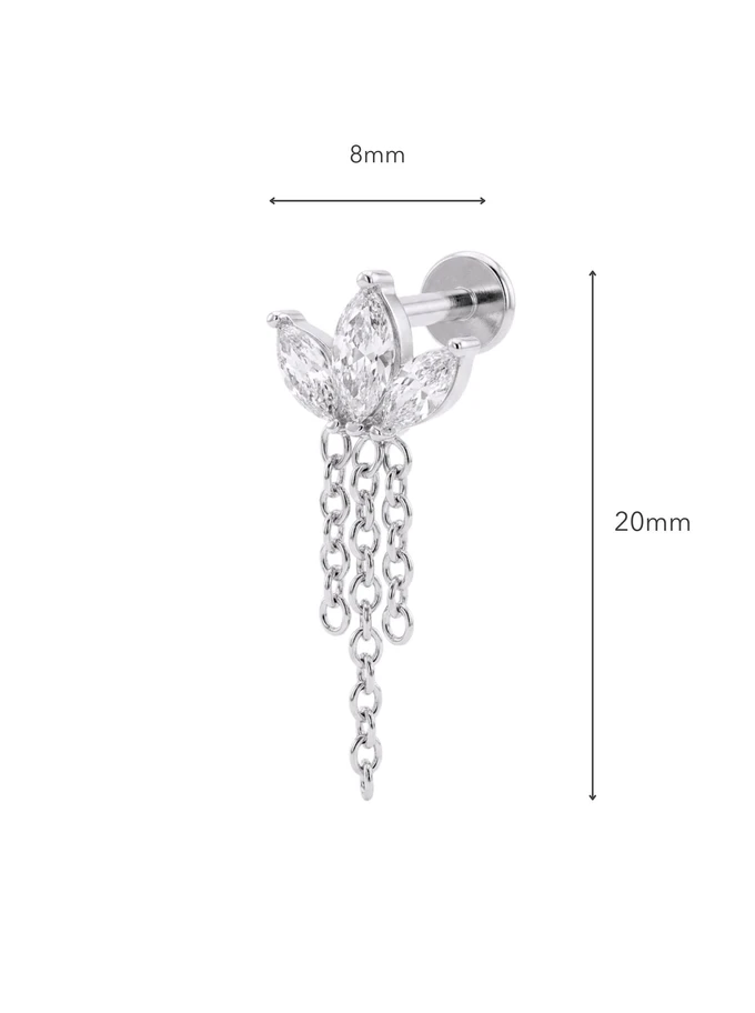Kolczyk do piercingu labret, kryształki, stal ST15889S00