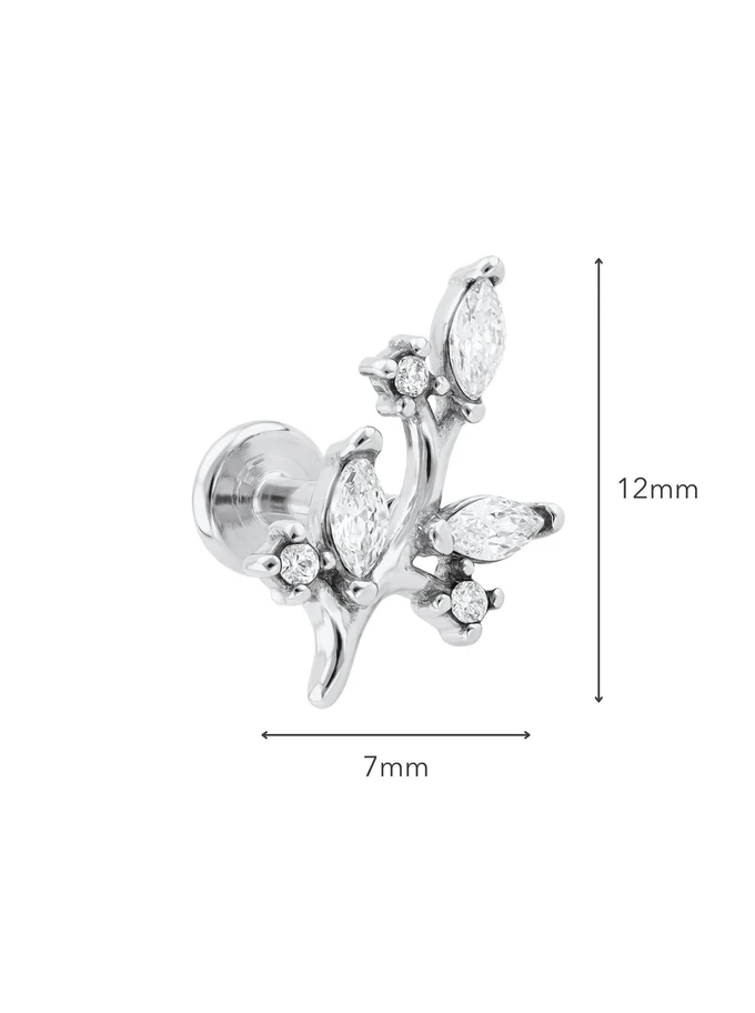 Kolczyk do piercingu labret, listki, stal ST15975S00