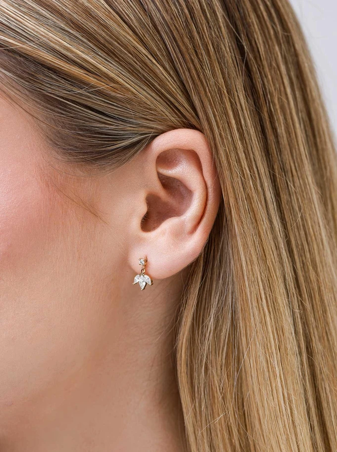 Kolczyk do piercingu labret, wiszące kryształki, stal pozłacana ST16014Z00