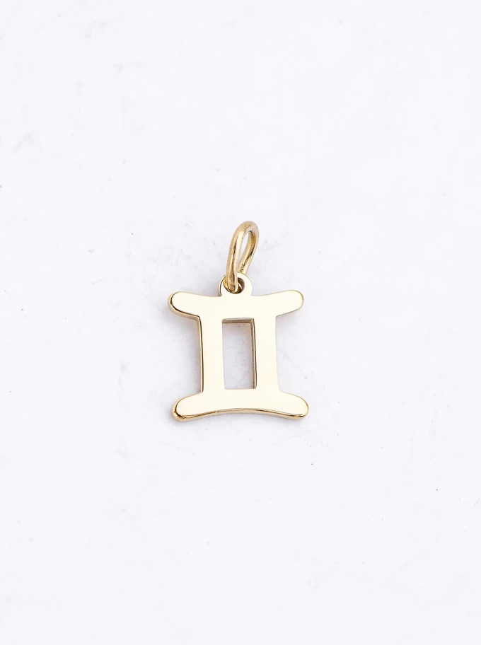 Zawieszka znak zodiaku Bliźnięta, stal pozłacana SC16527Z00-03