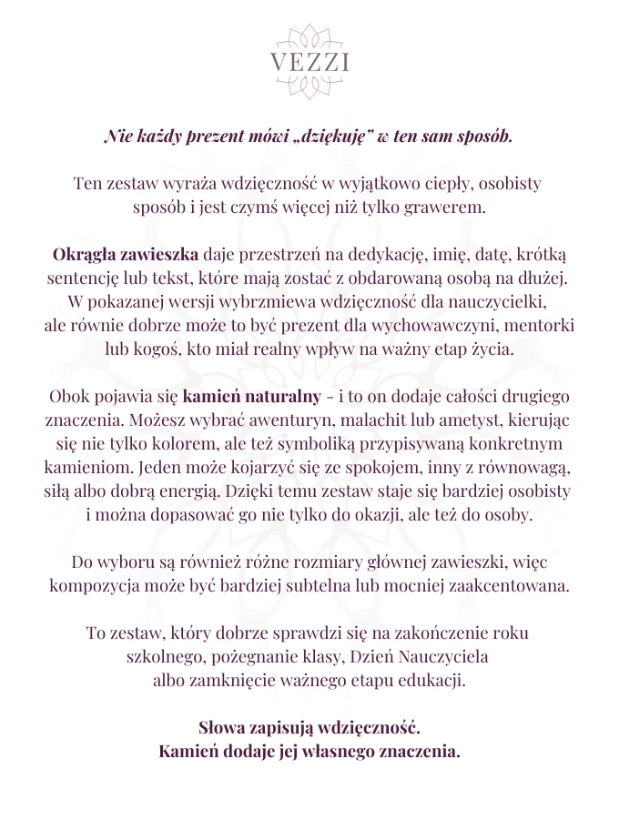 Zestaw biżuterii, Dzień Nauczyciela z możliwością grawerowania ZG00009Z00