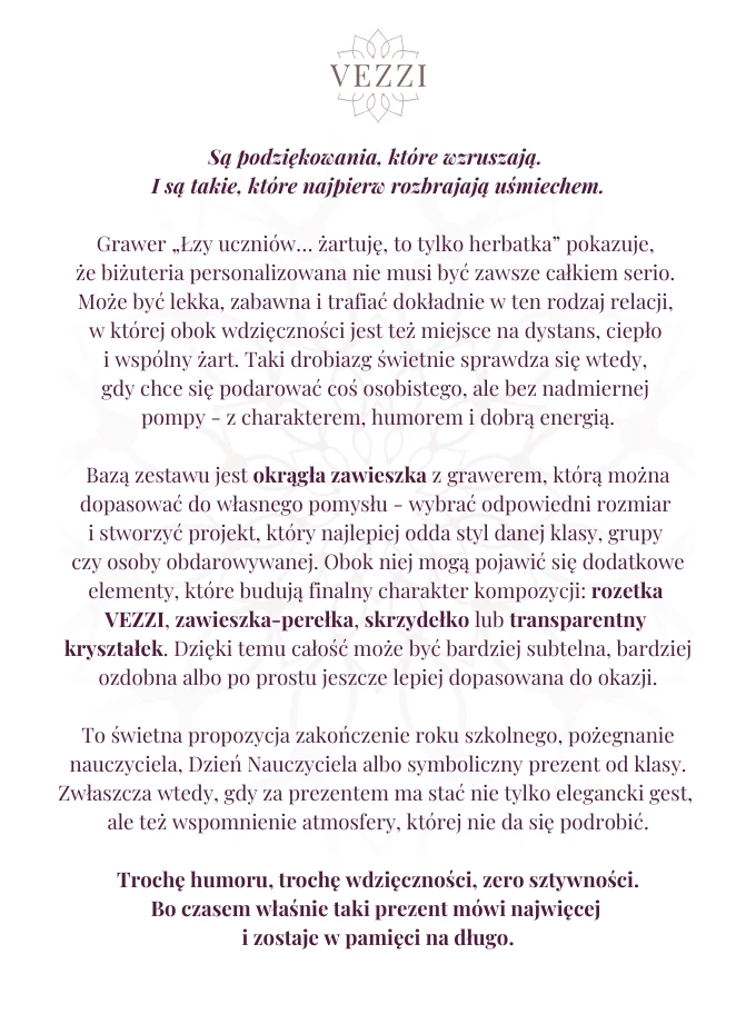Zestaw biżuterii, Dzień Nauczyciela z możliwością grawerowania ZG00012Z00