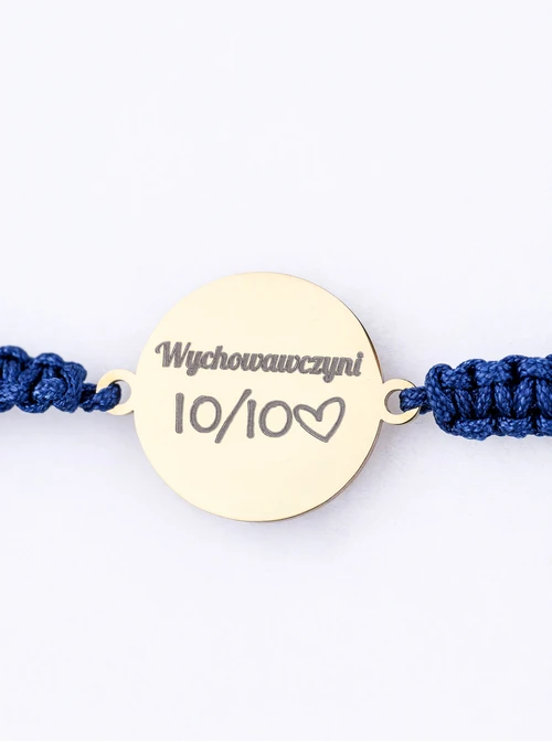 Bransoletka grawer, kółko, niebieski, stal pozłacana W-1-S108067Z-04