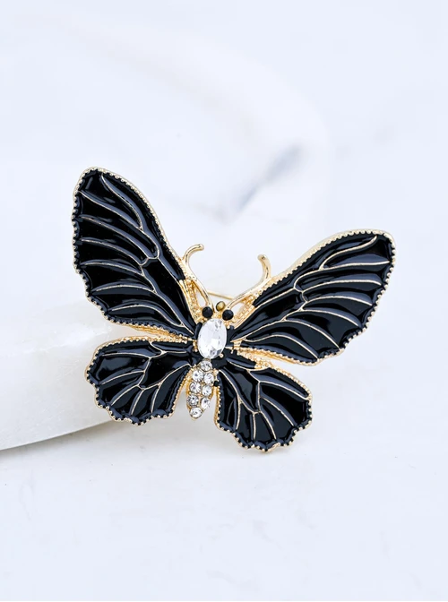 Broszka czarny motyl B713775Z00