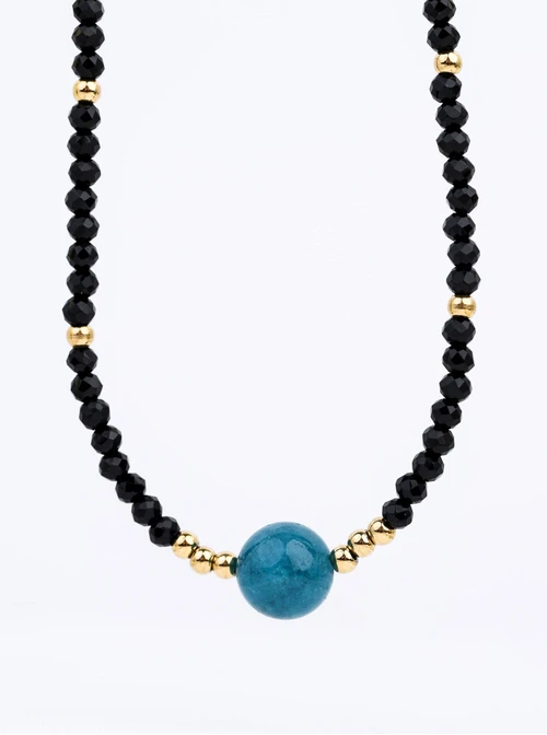 Choker kulka, Apatyt niebieski, stal pozłacana S313111Z00