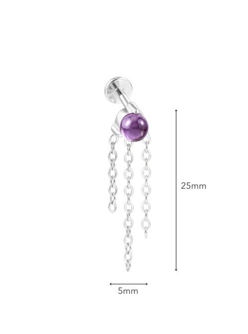 Kolczyk do piercingu labret, Ametyst, stal ST16097S00