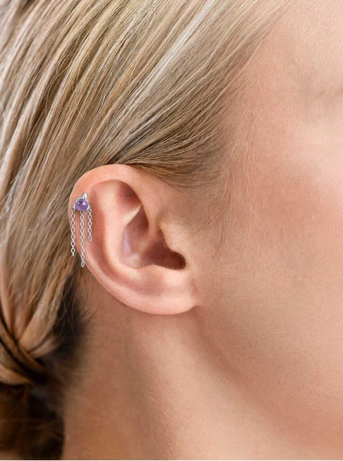Kolczyk do piercingu labret, Ametyst, stal ST16097S00