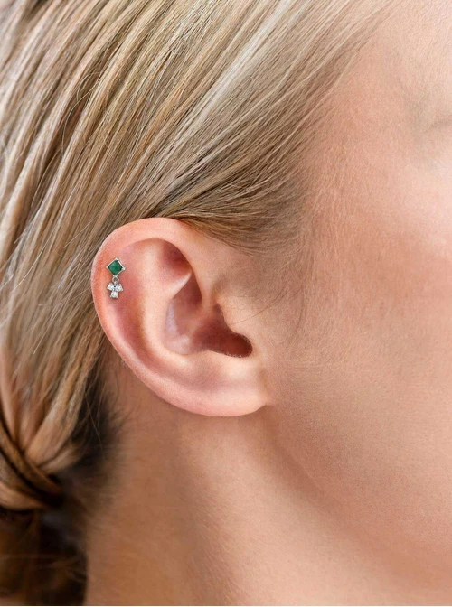 Kolczyk do piercingu labret, Awenturyn, stal ST15759S00
