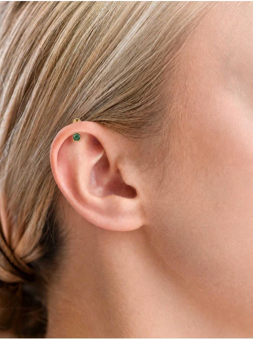 Kolczyk do piercingu labret, Awenturyn, stal pozłacana ST15708Z00