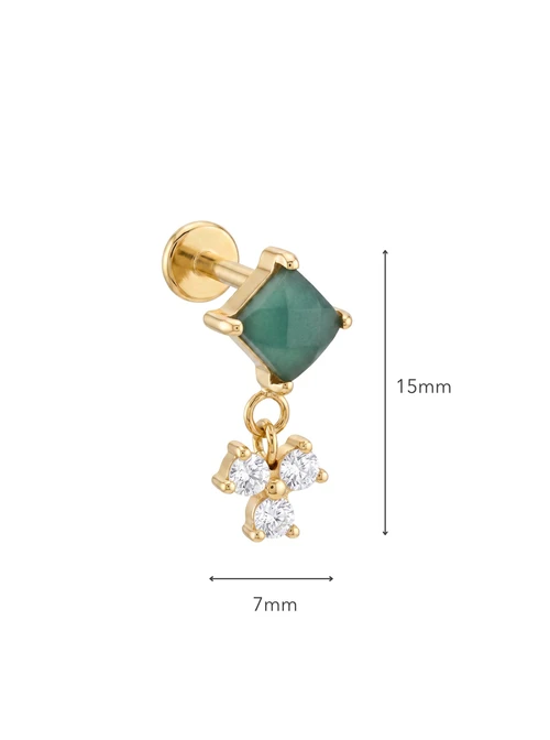 Kolczyk do piercingu labret, Awenturyn, stal pozłacana ST15758Z00
