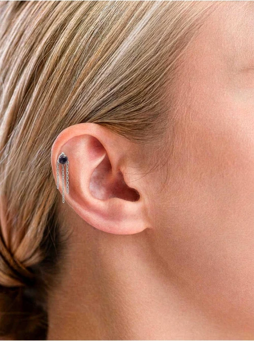 Kolczyk do piercingu labret, Kwarc, stal ST15803S00
