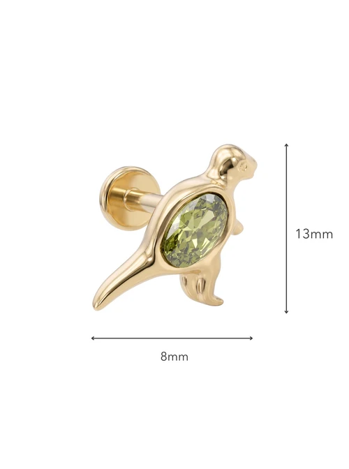 Kolczyk do piercingu labret, dinozaur, stal pozłacana ST15852Z00