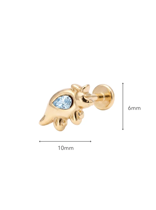 Kolczyk do piercingu labret, dinozaur, stal pozłacana ST15856Z00