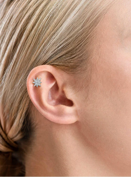 Kolczyk do piercingu labret, gwiazdka, stal ST15909S00