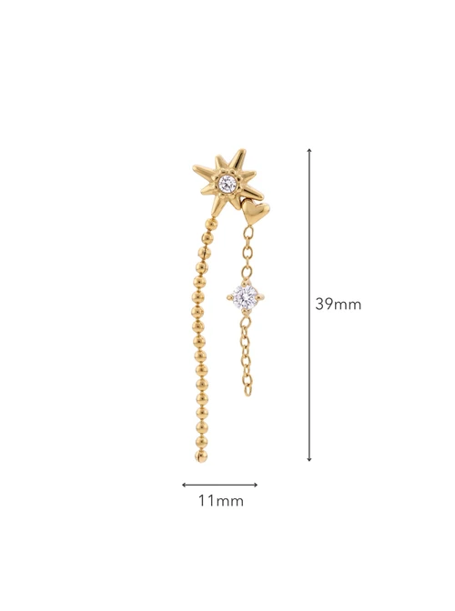 Kolczyk do piercingu labret, gwiazdka, stal pozłacana ST15894Z00