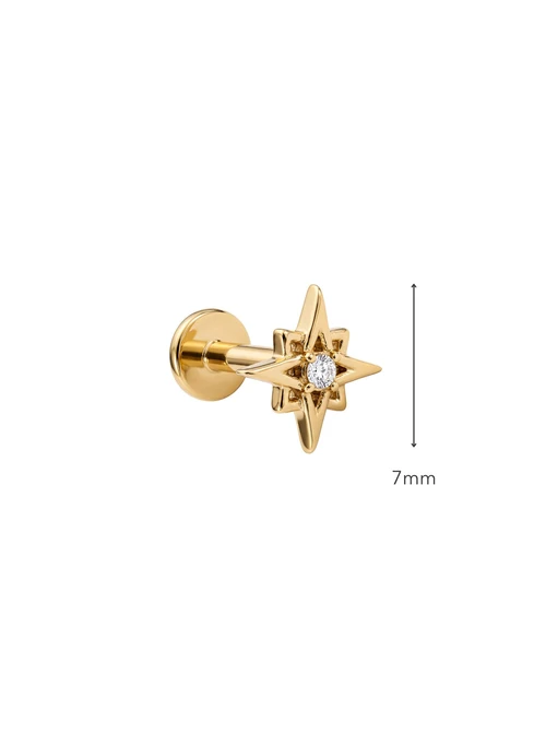 Kolczyk do piercingu labret, gwiazdka, stal pozłacana ST15904Z00