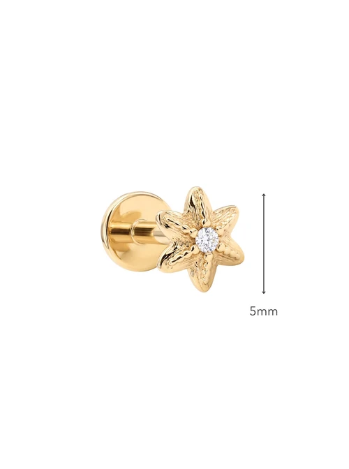 Kolczyk do piercingu labret, gwiazdka, stal pozłacana ST15906Z00