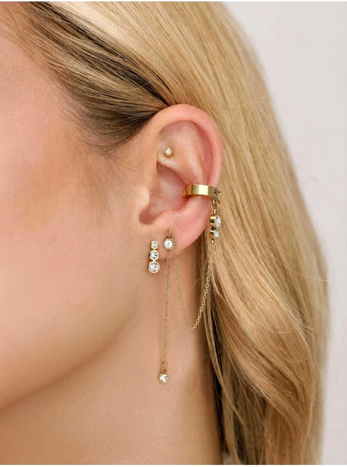 Kolczyk do piercingu labret, kryształek, stal pozłacana ST16032Z00