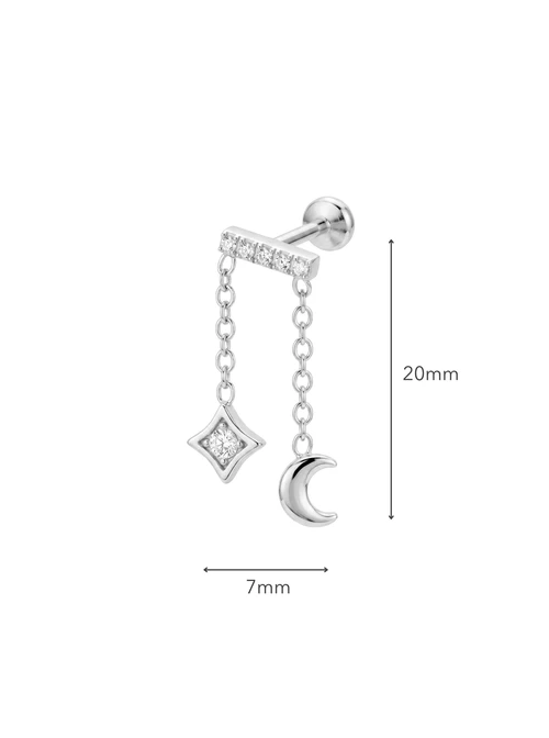 Kolczyk do piercingu labret, kryształki, stal ST15877S00