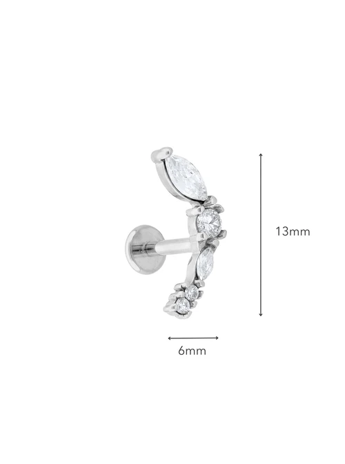 Kolczyk do piercingu labret, kryształki, stal ST16023S00