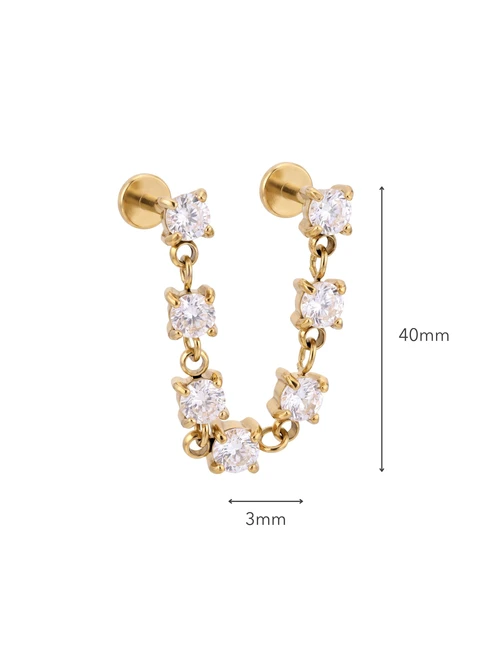Kolczyk do piercingu labret, kryształki, stal pozłacana ST15898Z00