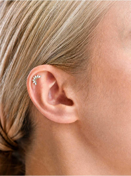 Kolczyk do piercingu labret, kryształki, stal pozłacana ST15900Z00