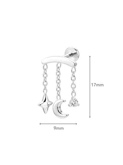 Kolczyk do piercingu labret, księżyc, stal ST15887S00