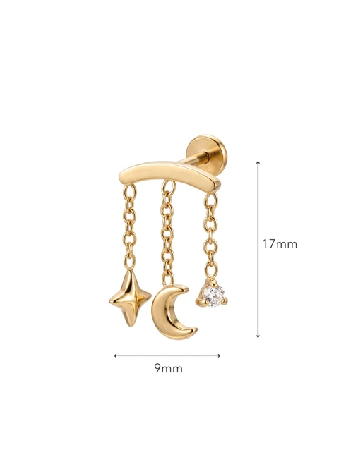 Kolczyk do piercingu labret, księżyc, stal pozłacana ST15886Z00