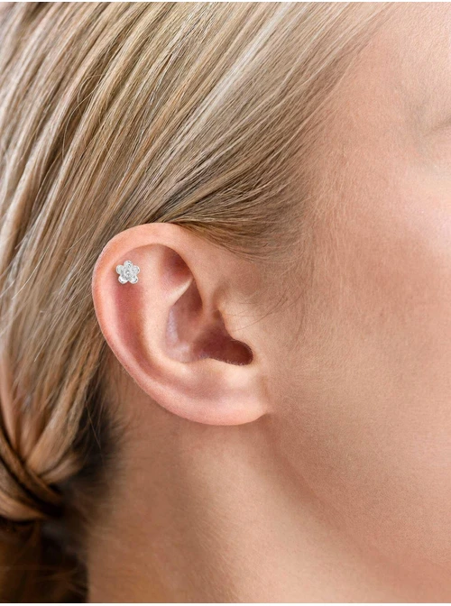 Kolczyk do piercingu labret, kwiatek, stal ST15913S00