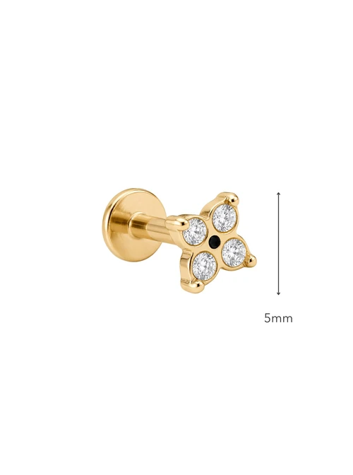 Kolczyk do piercingu labret, kwiatek, stal pozłacana ST15846Z00