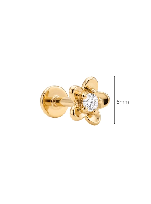 Kolczyk do piercingu labret, kwiatek, stal pozłacana ST15912Z00