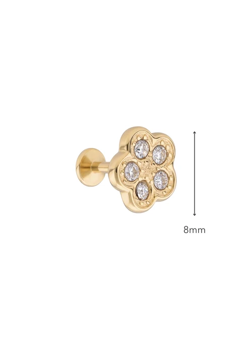 Kolczyk do piercingu labret, kwiatek, stal pozłacana ST15916Z00