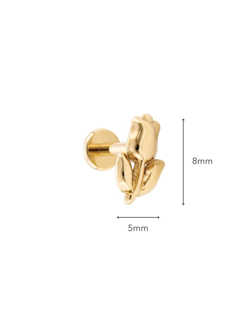 Kolczyk do piercingu labret, kwiatek, stal pozłacana ST15956Z00
