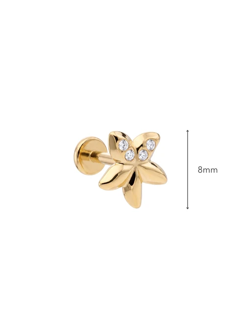 Kolczyk do piercingu labret, kwiatek, stal pozłacana ST15968Z00