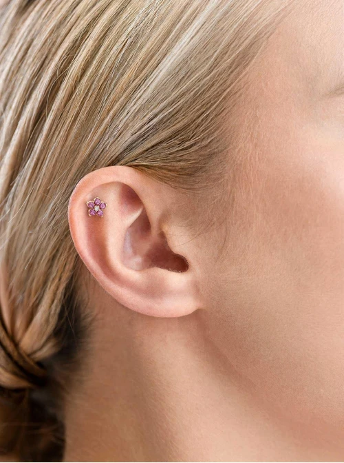 Kolczyk do piercingu labret, kwiatek, stal pozłacana ST16058Z00