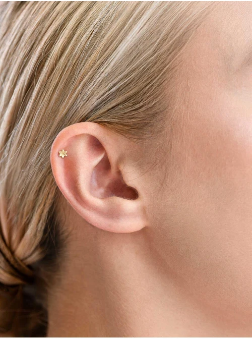 Kolczyk do piercingu labret, kwiatuszek, stal pozłacana ST15946Z00