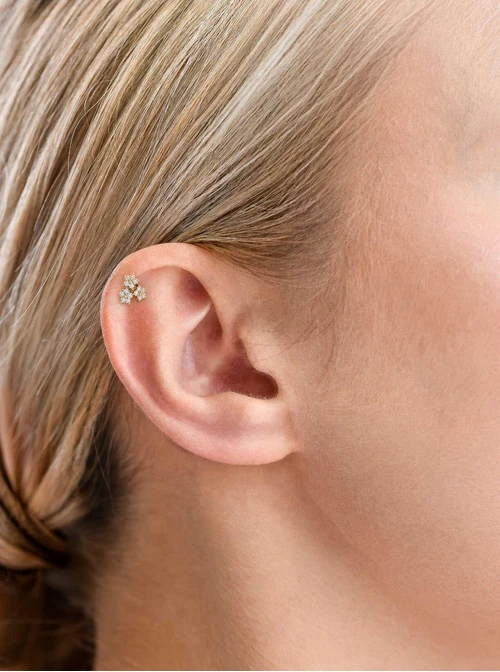 Kolczyk do piercingu labret, kwiatuszki, stal pozłacana ST16044Z00