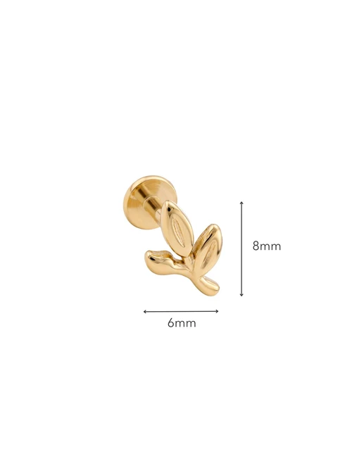 Kolczyk do piercingu labret, listki, stal pozłacana ST15954Z00