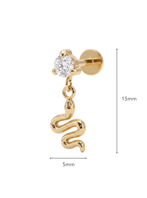 Kolczyk do piercingu labret, wąż, stal pozłacana ST15984Z00