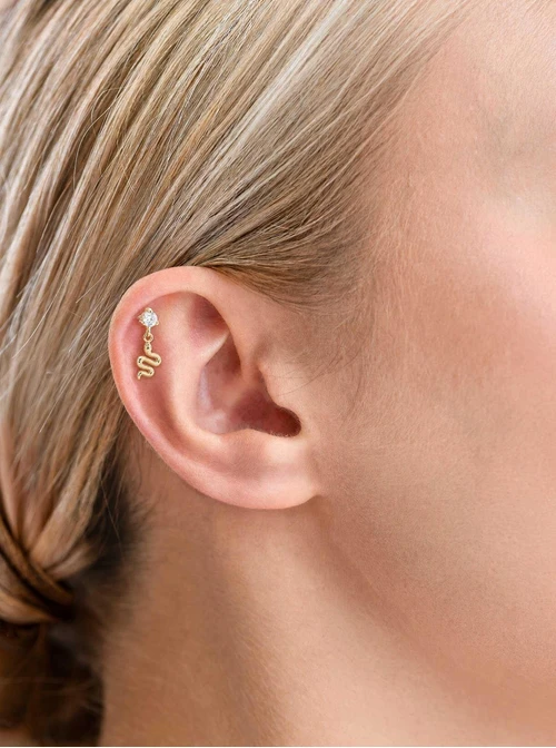 Kolczyk do piercingu labret, wąż, stal pozłacana ST15984Z00
