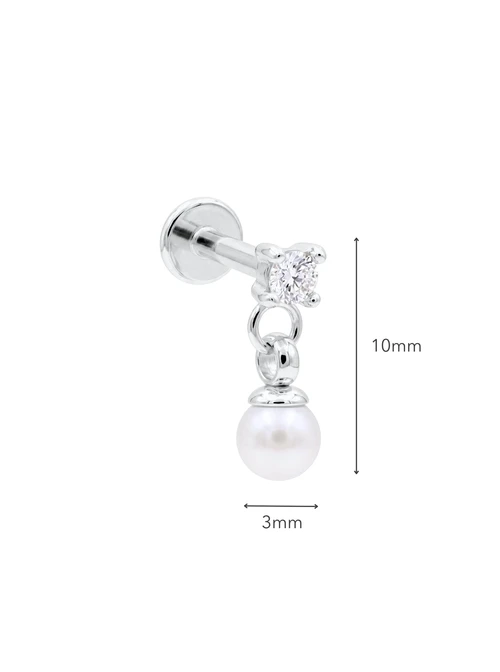 Kolczyk do piercingu labret, wisząca perełka, stal ST15979S00
