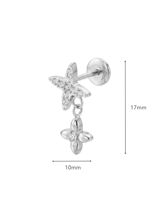 Kolczyk do piercingu labret, wiszące gwiazdki, stal ST15925S00