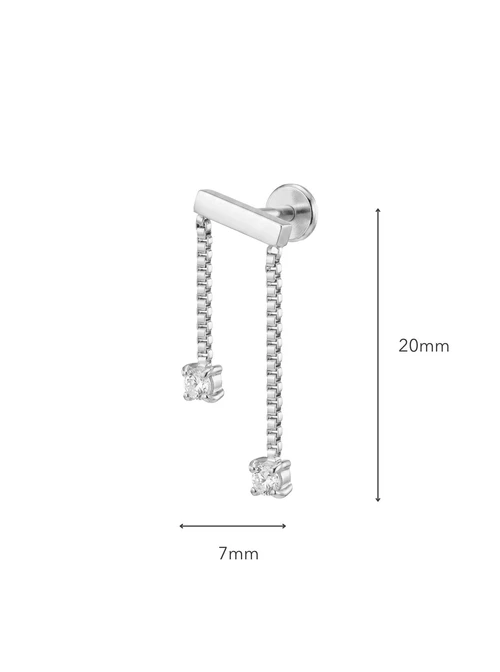 Kolczyk do piercingu labret, wiszące kryształki, stal ST15873S00
