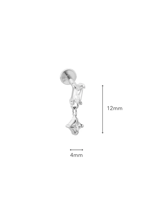 Kolczyk do piercingu labret, wiszące kryształki, stal ST15977S00